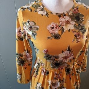 First Look Mustard Floral Dress